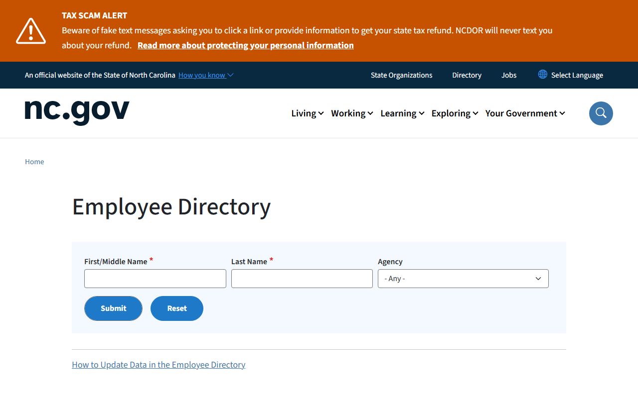 Huntersville phone directory NC.gov employee directory lookup