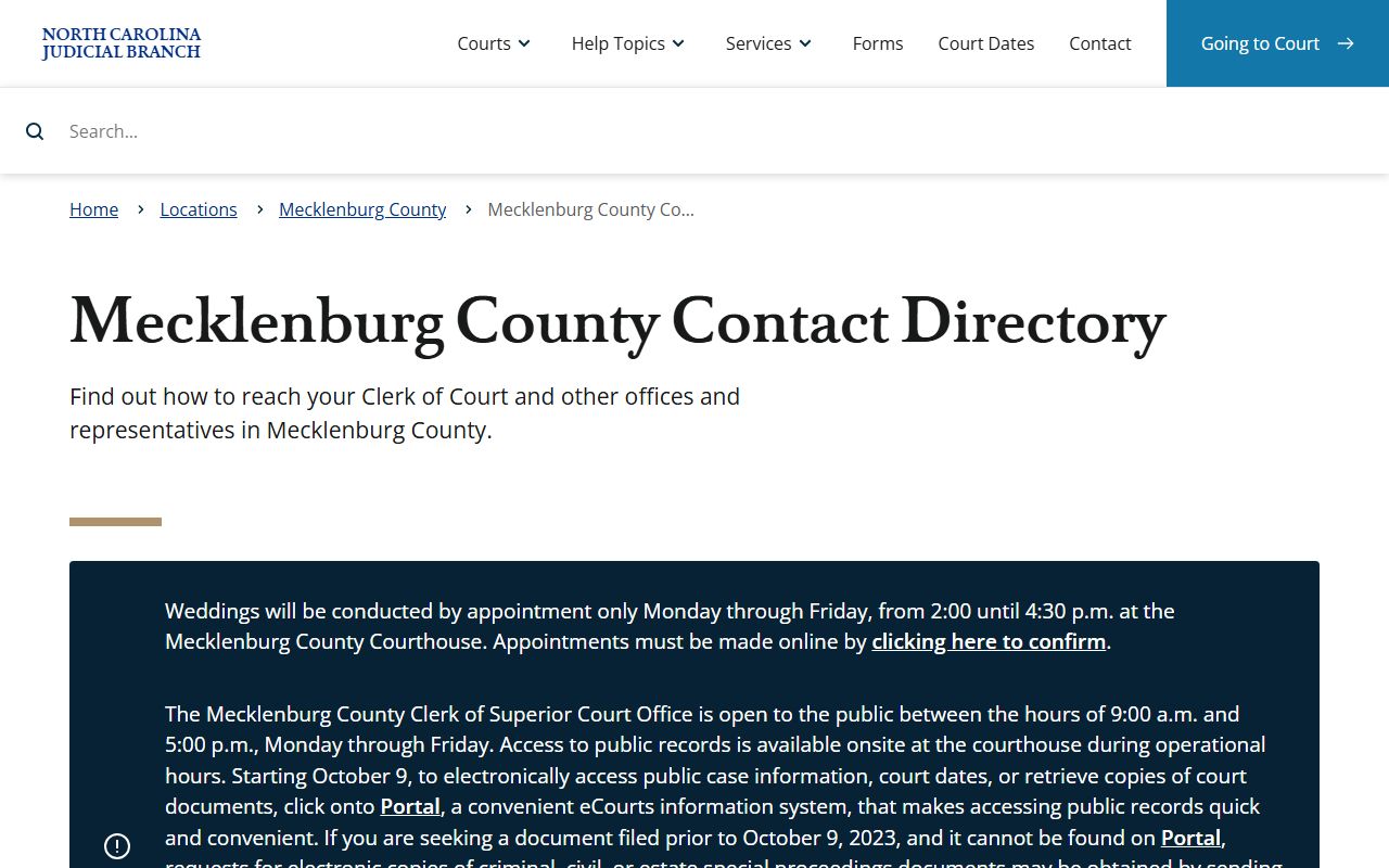 Huntersville phone numbers Mecklenburg County courts contact directory